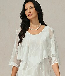 economico -Per donna Bolero Tinta unica Floreale Grafico Elegante Essenziale Casual Manica 3/4 Asimmetrico Top corti Ospite di nozze Matrimonio in Spiaggia Paillettes Patchwork Bianco Estate Primavera Autunno