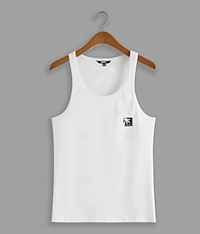 billige -Herre Grafisk Singleter Vest topp Underskjorte Ermeløs T skjorte 3D-utskrift Crew-hals Skjorte Mote Utendørs Fritid Gate Avslappet Daglig Hvit Vår sommer Klær S M L XL 2XL 3XL