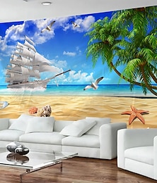 economico -Arazzo murale con vista mare, spiaggia, conchiglie, paesaggio, grande arazzo murale, decorazione, foto, sfondo, tappeto, tende, casa, camera da letto, soggiorno, decorazione