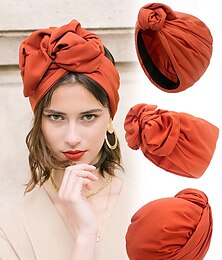 abordables -Diadema con gorro de moño anudado de moda para mujer, tela suave, adecuada para uso casual y al aire libre, estilo bohemio, ajustable para todo tipo de cabello, perfecta para verano y viajes.