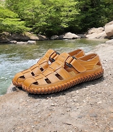abordables -sandales de pêcheur en cuir pour hommes – chaussures de plage décontractées et respirantes faites à la main