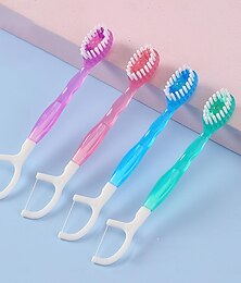 economico -Spazzolini da denti monouso 5 in 1 con dentifricio, raschietto per la lingua, stuzzicadenti, custodia da viaggio per filo interdentale, stuzzicadenti da viaggio pre-incollati per lavoro o viaggio,