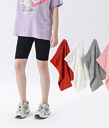 economico -Bambini Ragazze Leggings Tinta unica Quotidiano Scuola 4-12 Anni Estate Nero Bianco Rosa