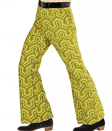 olcso -Retró 1970-es évek Klassz Bell Bottom Pants Bő nadrág Diszkó Közepes derekú Pszichedelikus Jelmez Férfi Mindszentek napja Farsang Vakáció zenei fesztivál Fesztivál Felnőttek Nadrágok