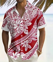 economico -Per uomo Stampa Floreale Fiori tropicali Camicia hawaiana estiva Camicia con Bottoni Camicia Aloha Manica Corta Hawaiano Vacanza Ferie Abbigliamento mare Estate Collo ripiegato Stampa 3D Una tasca