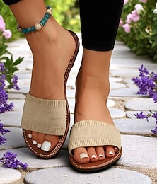 voordelige -Flyknit slippers voor dames – lichtgewicht, ademende zomerschoenen voor dames, perfect voor casual dates en uitstapjes bij warm weer