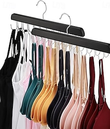 economico -Confezione da 2 grucce per reggiseni per organizer da armadio, grucce per canottiere in legno di alta qualità con 40 ganci pieghevoli, design girevole a 360°, salvaspazio per canottiere, reggiseni,