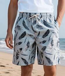 billige -Herre Shorts Strandshorts Snorer Fjær Pustende Hurtigtørkende Knelengde utendørs Feriereise Fest Ferie Hawaiisk Dusty Blue Mikroelastisk