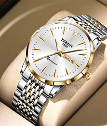 abordables -Reloj de Cuarzo de Negocios para Hombre – Dial Luminosa Doble Calendario Ultra Delgado Impermeable IPX7 Correa de Acero Inoxidable Elegante Regalo para Profesionales