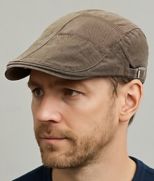 abordables -Boina de algodón transpirable para hombre: gorra plana de verano liviana con correa ajustable, cómoda y elegante, regalo perfecto para el día del padre para uso casual y al aire libre.