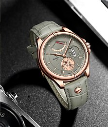abordables -Reloj de pulsera deportivo de lujo para hombre, de moda, resistente al agua, luminoso, de cuero y con fecha, de cuarzo.