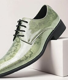 economico -scarpe oxford lucide verdi da uomo con design allacciato - alla moda, formali, adatte per riunioni di lavoro ed eventi semi-formali