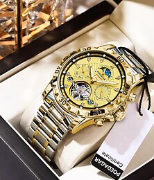 abordables -Reloj de lujo con tourbillon hueco para hombre, resistente al agua, luminoso, mecánico, automático, con fecha y semana, de acero inoxidable.