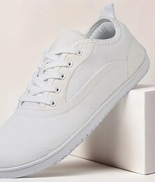 billige -helt hvite herresneakers i lerret – minimalistiske hverdagssko for pendling, college og uformelle fredager