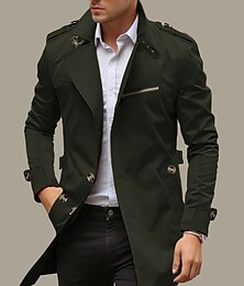 economico -Per uomo Giacca di transizione Trench All'aperto Tutte le stagioni Giacca a Vento Capispalla Abbigliamento Streetwear Semplice Tasca Frontale Bavero Monopetto