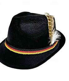 economico -Per uomo Cappello Fedora Cappello dell'Oktoberfest Nero Blu marino Modale Piuma Moda Casual Streetwear Quotidiano Blocco di colori Protezione solare Traspirante