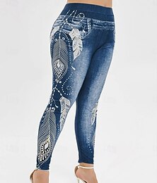 olcso -Womens Leggings Nadrág 3D Nyomtatás Üdülés Vintage Divat Teljes Hosszú Magas Derék Grafikus Puha Kényelmes Mikorugalmasság Kültéri Utca Fekete Borpiros Sötét Kék Világoskék Nyári Tavasz Slim Fit