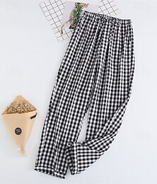 abordables -Hombre Ropa de salón Pantalones a cuadros Pantalones de Yoga (Lounge) Plaid Moda Clásico Casual Hogar Diario Cama Algodón Comodidad Transpirable Suave Pantalón Cintura elástica Verano Primavera Negro