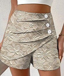 abordables -Femmes Chinos Shorts Vacances ancien Style Ethnique Court Taille haute Fleuri Graphique Plissé Micro-Élastique Vacances Rue Quotidien Bleu œuf de mer Rouge Vert Kaki Été Printemps Coupe régulière