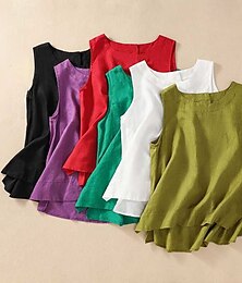 economico -Per donna Canotta a canotta Tinta unica Quotidiano Casual Senza Maniche Girocollo Top Regolari Quotidiano Nero Bianco Giallo Rosso Viola Estate