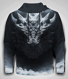 economico -Per uomo Drago 3D Felpe con cappuccio Felpa Felpa con cappuccio Felpa con cappuccio Girocollo Cool Stampa 3D Club Abbigliamento casual alla moda Nero Blu Coulisse Grafico Autunno Inverno progettista