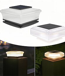 economico -Luci solari da cancello a 30 LED, paralume trasparente impermeabile, luce calda, quadrate per esterni, adatte per recinzioni da giardino, patio, scale, 1 pezzo
