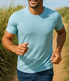 economico -Per uomo Top da corsa Maglia da corsa Manica Corta Maglietta Traspirante Asciugatura Rapida Leggero Elastico Tennis Golf Corsa abbigliamento sportivo Abbigliamento sportivo A righe Nero Bianco Blu