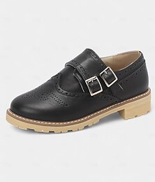 levne -Dámské krémové lakované oxfordské boty brogue – vintage balerínky s dvojitou přezkou pro každodenní nošení nebo retro outfity