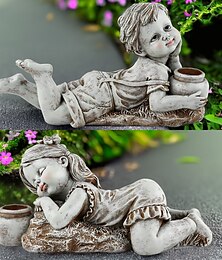 economico -1 pz. Nuovo ornamento solare per lampada da soffitto a forma di ragazzo e ragazza che dorme, decorazione per la casa, cortile, prato, paesaggio.