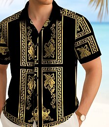 economico -Per uomo Stampa Floreale Barocco Fiori Camicia Camicia Estiva Camicia con Bottoni Manica Corta Vintage Retrò All'aperto Vacanza Abbigliamento Quotidiano Estate Primavera Collo ripiegato Stampa 3D
