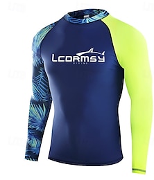 abordables -SBART Hombre Camiseta Protección Solar Surf Impermeable Protección solar UV UPF50+ Manga Larga Licra Protección para Erupciones Camiseta de Baño Natación Surf Playa Deportes acuáticos Retazos Verano