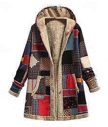 preiswerte -Damen Fleecejacke Mantel Kapuzenjacke Warm Bequem Reißverschluss Tasche Mode Modern Lässig Geometrisch Ausgehen Wochenende Reisverschluss Regulär Mit Kapuze Normale Passform Langarm Oberbekleidung