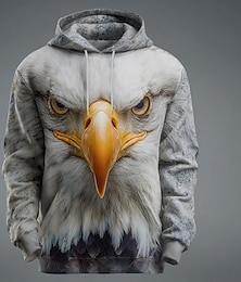 abordables -Hombre Animal Águila Sudaderas Sudadera Abrigos Sudadera con capucha Cuello Barco Fresco Impresión 3D Discoteca Ropa de calle Negro Blanco Correa Impresión 3D Otoño Invierno Diseñador