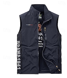 preiswerte -Herren Anglerweste Wanderweste Ärmellos Weste Außen Winddicht Schnelltrocknend Leicht Reflektierende Streifen Winter Reißverschluss Polyester Armeegrün Blau Jagd Angeln Klettern