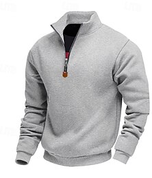 abordables -Hombre Sudadera Sudadera con un cuarto de cremallera Albaricoque Negro Blanco Vino Rojo Media cremallera Plano Deporte Diario Festivos Poliéster Ropa de calle Básico Casual Primavera Otoño Ropa