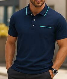 economico -Per uomo Blocco di colori Polo Maglione polo lavorato a maglia Manica Corta Collo ripiegato Formale Lavoro Sport & Outdoor Stripe-Trim Righe Puro Primavera Tutte le stagioni Bianco Rosso scuro Blu