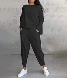お買い得  -女性用 トラックスーツ スウェットパンツ アスレイジャー 秋 長袖 防風 ジム いい結果になる スポーツ スポーツウェア アクティブウェア ソリッド ブラック ホワイト ピンク