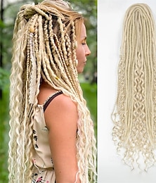 billiga -de dreadlock-förlängningar 24 tum 3 i 1 syntetiska dreads-förlängningar blandade de dreads hippie-stil 15 trådar handgjorda flätor i dreadlock-förlängningar mjuka dubbeländade lockiga boho vågiga