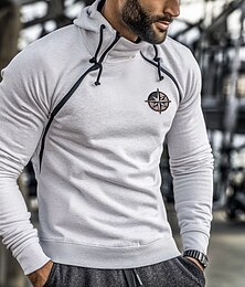 economico -Per uomo Felpa con cappuccio Felpa con cappuccio tattica Tattico Grigio chiaro Con Cappuccio Bandiera Nazionale Con zip Lavoro Sport & Outdoor Casuale Essenziale Casual Allenamento Autunno Inverno