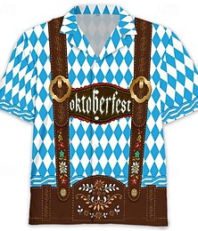preiswerte -Bayerisch München Deutsch Hawaiihemden Aloha-Hemd Lederhosen-Print Grafik für Herren Erwachsene 3D-Druck  für Karneval Oktoberfestbier Urlaub Party