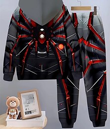 ieftine -Băieți 3D SPIDER Set de hanorace și pantaloni de trening Ținută de Sport Treninguri Manșon Lung Primăvară Toamnă Zilnic De Bază Casual Copii 4-12 ani Capișon În aer liber Vacanță Sport Fit adaptat