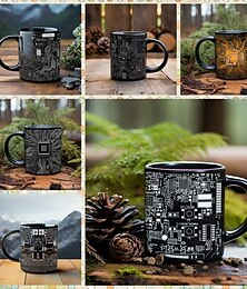 abordables -Taza de café de cerámica con diseño de placa de circuito impreso, 330 ml/12 oz, ideal como regalo para geeks tecnológicos, ingenieros, programadores, estudiantes de ciencias, ciencias, tecnología y