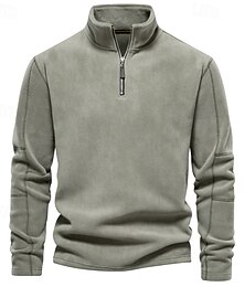abordables -Hombre Sudadera con cremallera Sudadera con capucha de lana Caqui claro. Negro Blanco Azul Marino Marrón Cuello Mao Plano Cerrar Cremallera de un cuarto Deporte Casual Diario Ropa de calle Fresco
