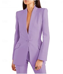 abordables -Femmes costumes 2 pièces Formel robe demoiselle d honneur Crêpe Extensible Élégant ancien Minimaliste manche longue Longueur au sol Revers de pointe Simple Boutonnage
