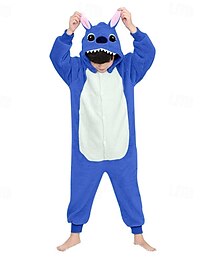 זול -בגדי ריקוד ילדים טלאים תחפושת Onesie תחפושת קרנבל מִפלֶצֶת מפלצת כחולה פיג'מה אוברול פיג'מת קיגורומי פיג'מות תחפושת מצחיקה ל בנים ובנות חג המולד קרנבל יום הילד קָרִיקָטוּרָה