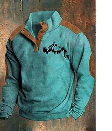 abordables -Hombre Sudadera Negro Blanco Azul Piscina Marrón Verde Trébol Cuello Mao Graphic Estampado Diario Festivos Noche Poliéster Ropa de calle Casual Otoño Invierno Ropa Sudaderas con capucha Sudaderas