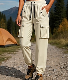 abordables -Mujer Pantalones cargo Pantalones para senderismo pantalones de senderismo Al aire libre Ajuste regular Transpirable Secado rápido Ligero Pantalones / Sobrepantalón Cintura elástica Negro Marfil