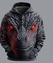 economico -Per uomo Drago 3D Felpe con cappuccio Felpa Felpa con cappuccio Felpa con cappuccio Girocollo Cool Stampa 3D Club Abbigliamento casual alla moda Giallo Rosso Coulisse Autunno Inverno progettista