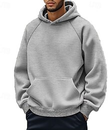 abordables -Hombre Sudadera Sudadera Con Capucha Sudadera con capucha de lana Rojo tinto Negro Caqui Gris Claro Gris Oscuro Con Capucha Plano Bolsillo delantero Deporte Casual Diario Ropa de calle Fresco Ropa