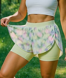 abordables -Mujer Pantalones Cortos Running pantalones cortos con mallas 2 en 1 Cintura elástica Bermudas Deporte Casual Secado rápido Ligero Transpirable Tenis Golf Corriendo Ajuste regular Ropa de deporte Ropa